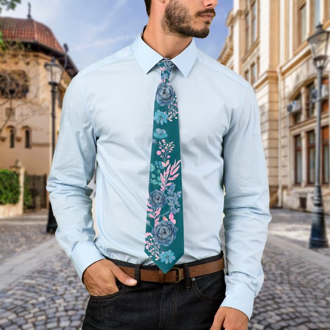 Magical Blooms Personalize Monogram Tie (Creator Uploaded)