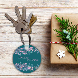 Magical Blooms Personalize Name Keychain