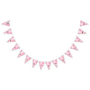 Magical blue butterfly pink glitter art bunting flags