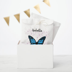 Magical blue butterfly pink glitter art favour bag