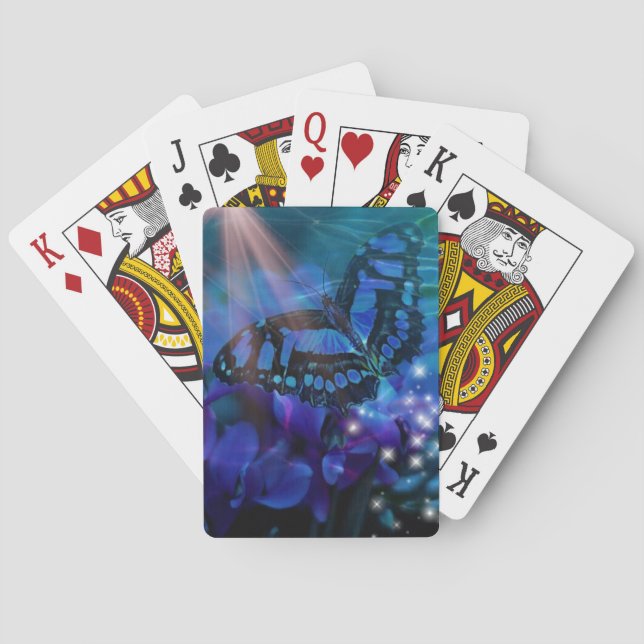 Magical Blue Butterfly Playing Cards (Back)