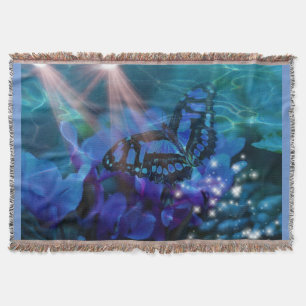Magical Blue Butterfly Throw Blanket