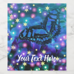 Magical Blue Butterfly Wine Label