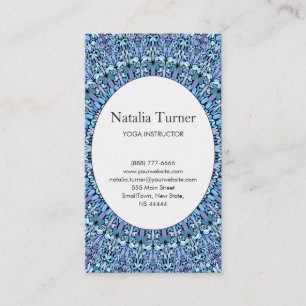 Magical Blue Flower Garden Mandala Business Card