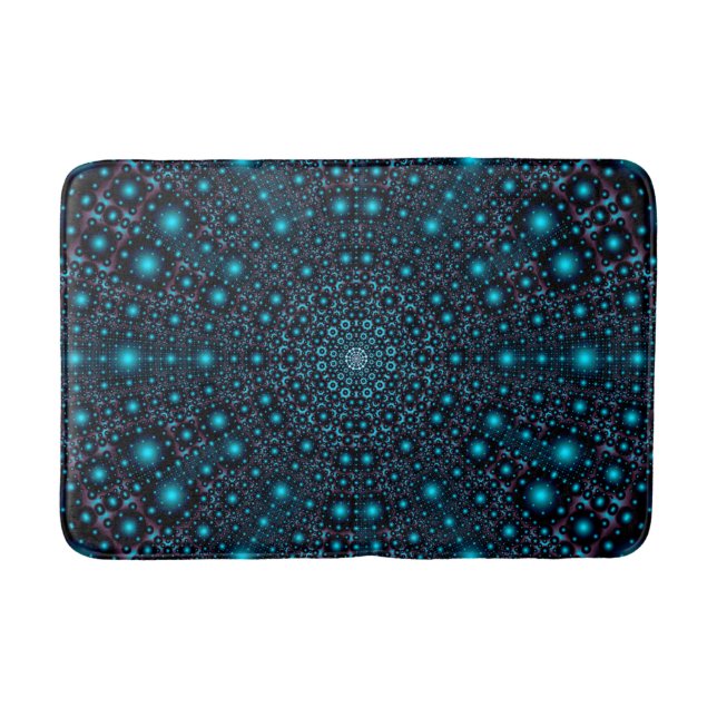 Magical Blue Glow Mandala Bath Mat (Front)