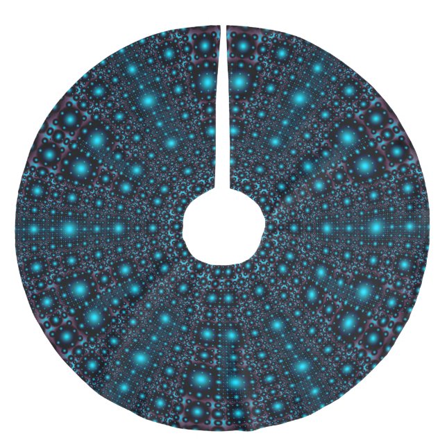 Magical Blue Glow Mandala Brushed Polyester Tree Skirt (Front)