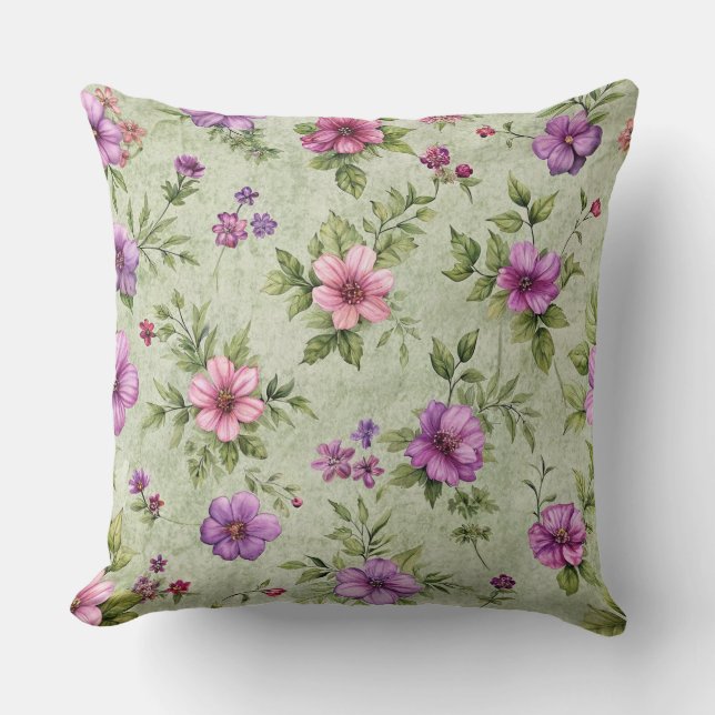 Magical Blue Heart Pattern Throw Pillow (Front)