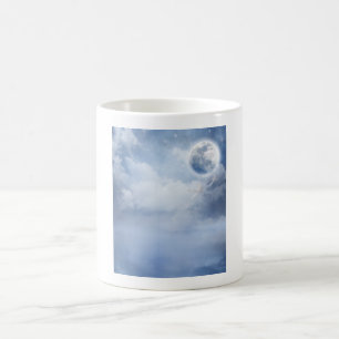 Magical Blue Sky with Flying Swans Coffee Mug