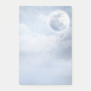 Magical Blue Sky with Flying Swans Post-it Notes