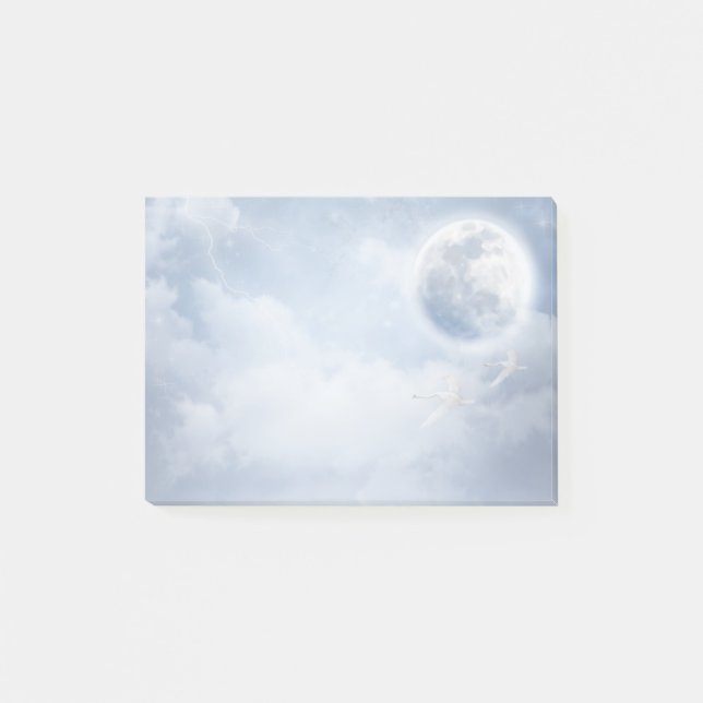 Magical Blue Sky with Flying Swans Post-it Notes (Front)