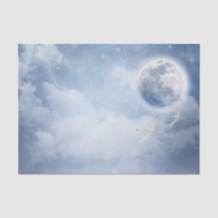 Magical Blue Sky with Flying Swans Tissue Paper