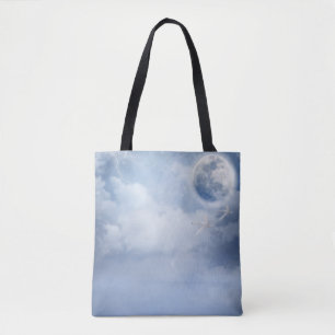 Magical Blue Sky with Flying Swans Tote Bag