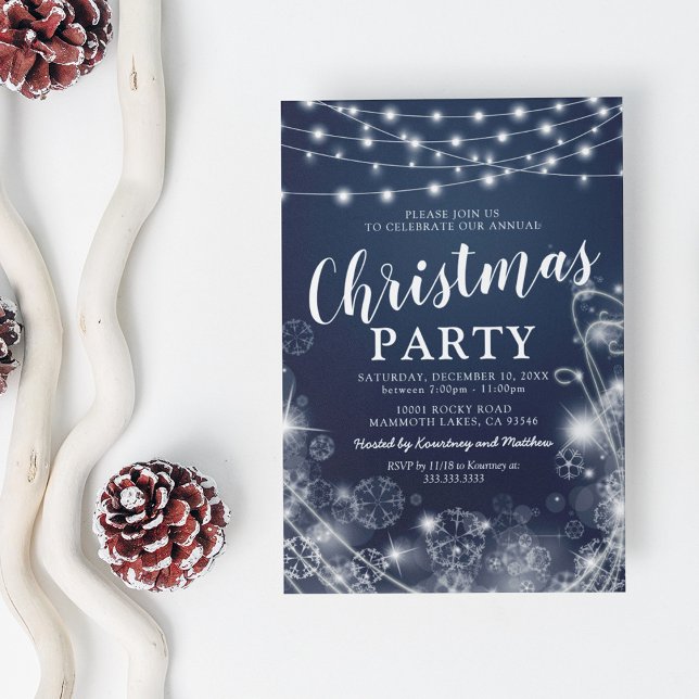 Magical Blue Snowflake Christmas Party Invitation (Creator Uploaded)