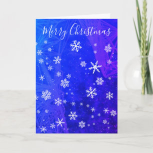 Magical Blue Snowflake Merry Christmas Holiday Card