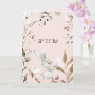 Magical Blush Pink White Flowers Birthday Card