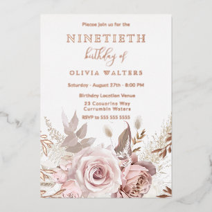 Magical Blush & Rose Floral 90th Birthday