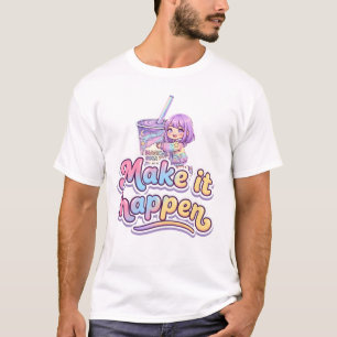 Magical Boba Tea Chibi Girl - "Make It Happen"  T-Shirt