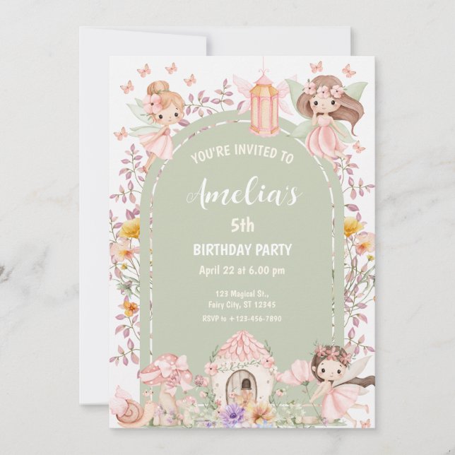 Magical Boho Fairy Garden Wildflower Invitation (Front)