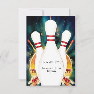 Magical Boho Game Bowling Birthday Thank You Card