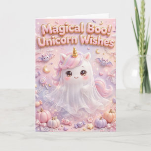Magical Boo! Unicorn Wishes Cute Halloween Greetin Card