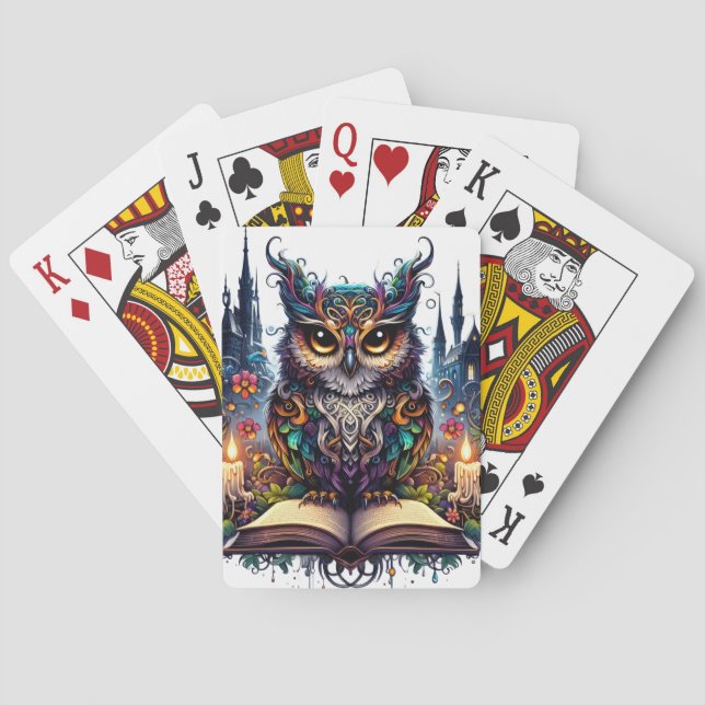 Magical Bookish Owl Playing Cards (Back)
