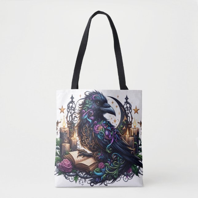 Magical Bookish Raven  Tote Bag (Front)