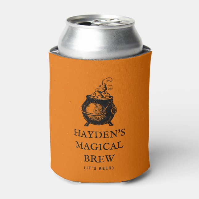 Magical brew funny Halloween personalized Can Cooler (Can Front)