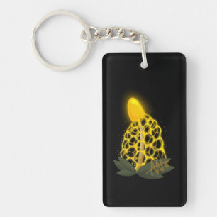 Magical Bridal Veil Sparkly Yellow Mushroom Keychain