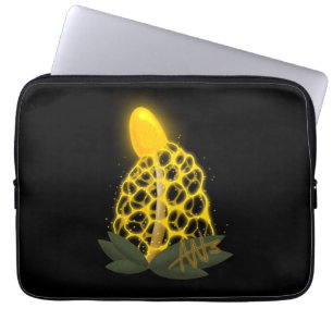 Magical Bridal Veil Sparkly Yellow Mushroom Laptop Sleeve