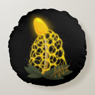Magical Bridal Veil Sparkly Yellow Mushroom Round Pillow