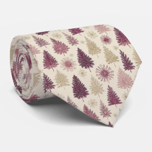 Magical Burgundy Forest Gold Starburst Snow Tie