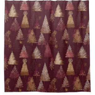 Magical Burgundy Snowy Forest Gold Star