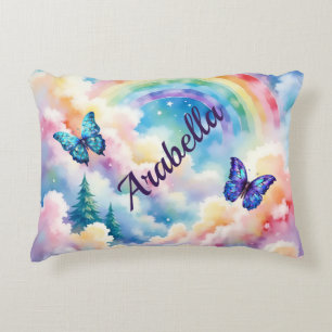 Magical Butterflies and Rainbow Colours Accent Pillow