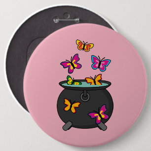 Magical Butterflies from a Cauldron 6 Inch Round Button