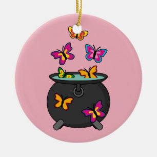 Magical Butterflies from a Cauldron Ceramic Ornament