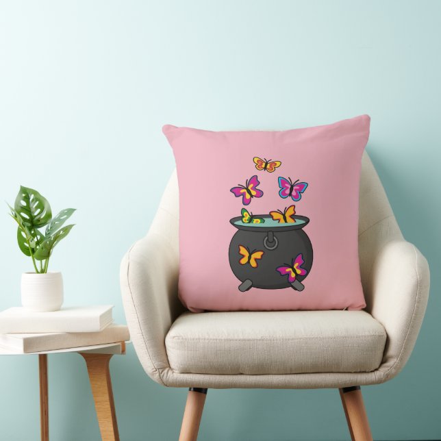Magical Butterflies from a Cauldron Throw Pillow (Chair)