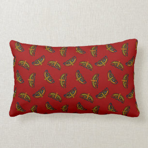 Magical Butterflies on Red Lumbar Pillow