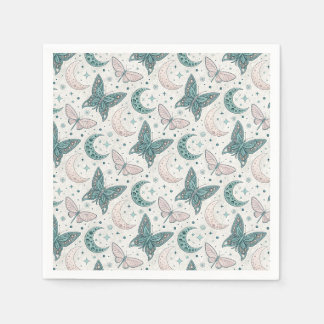 Magical Butterfly & Enchanted Moon Celestial Art Napkin