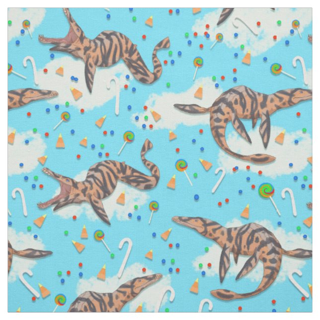 Magical Candy Crunch Prehistoric Liopleurodon Fabric (Swatch)