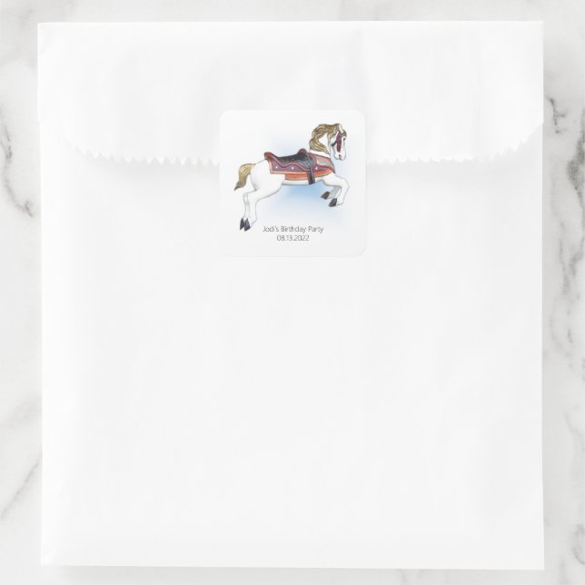 Magical Carousel Horse Square Sticker (Bag)