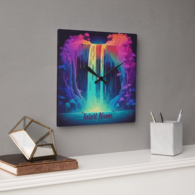 Magical cascade, captivating serenity square wall clock (Office)