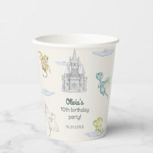 Magical Castle Cute Dragons Kids Birthday Paper Cups