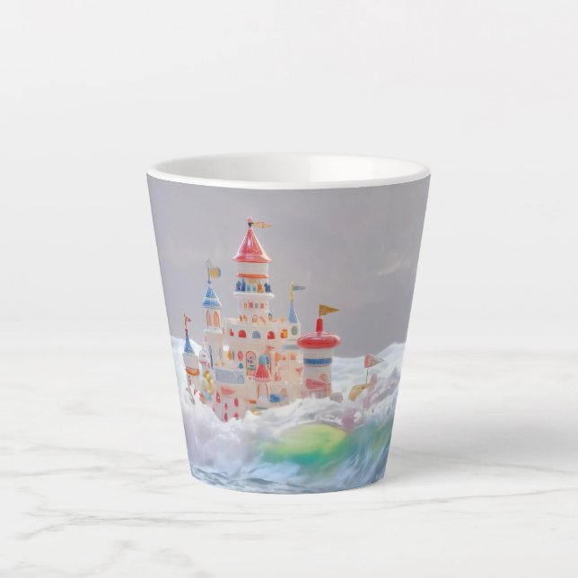 Magical Castle in the Waves Latte Mug (Front)