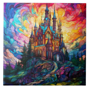 Magical Castle  Stained Glass  Tile
