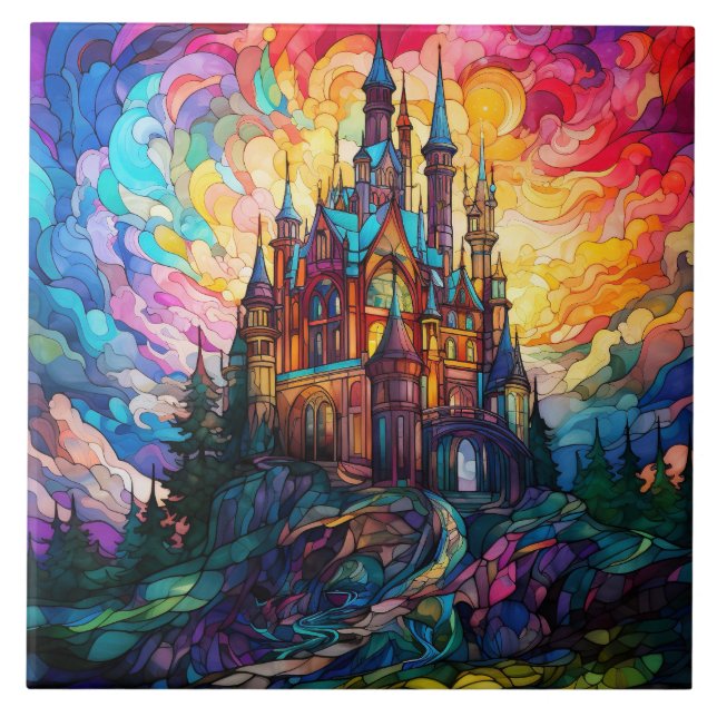 Magical Castle  Stained Glass  Tile (Front)