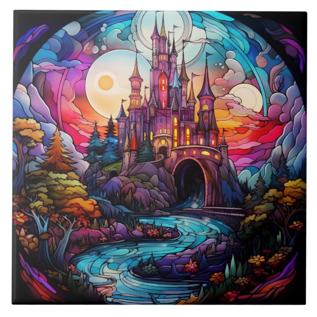 Magical Castle Stained Glass  Tile (Front)