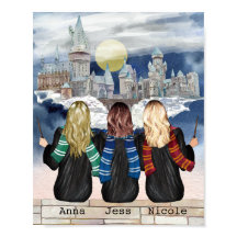 Magical Castle Wizard Portrait, Besties Print