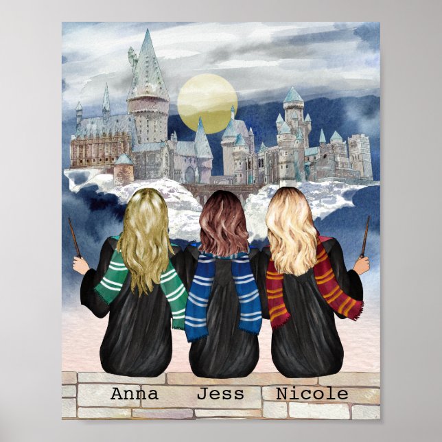 Magical Castle Wizard Portrait, Besties Print (Front)