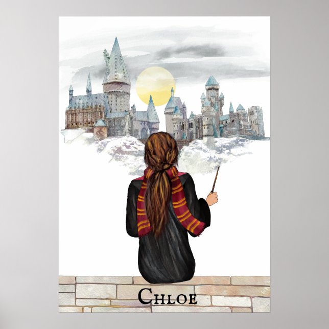 Magical Castle Wizard Portrait, Wizards Print (Front)