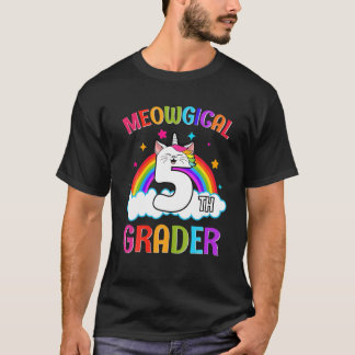 Magical Cat Unicorn Rainbow 5Th Grade Back To Scho T-Shirt